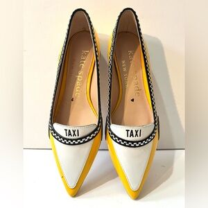 Kate Spade GOGO Patent Leather Low Heel Taxi Flats in Yellow and White 6.5B